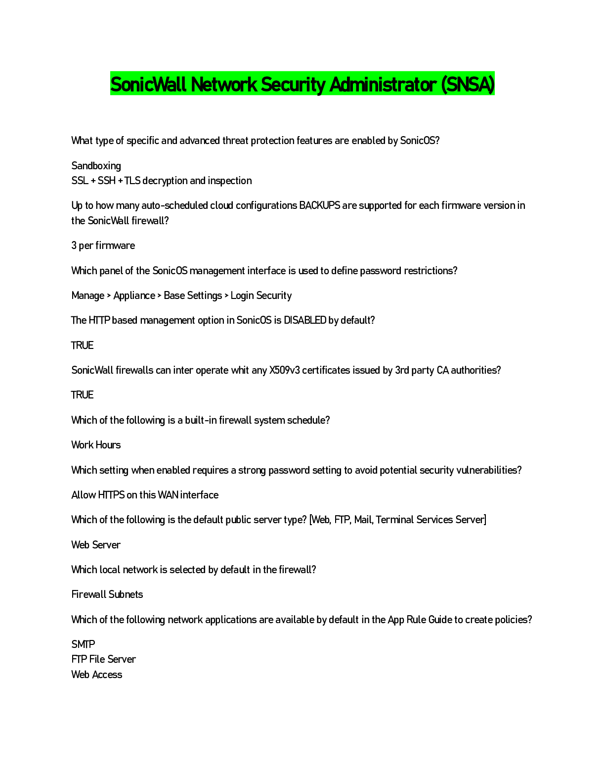 Preview image for SonicWall Network Security Administrator (SNSA)